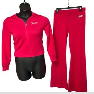 JUICY COUTURE VIXEN PINK BLING RHINESTONE SWEATER BELLBOTTOM FLARE SWEATSUIT NWT